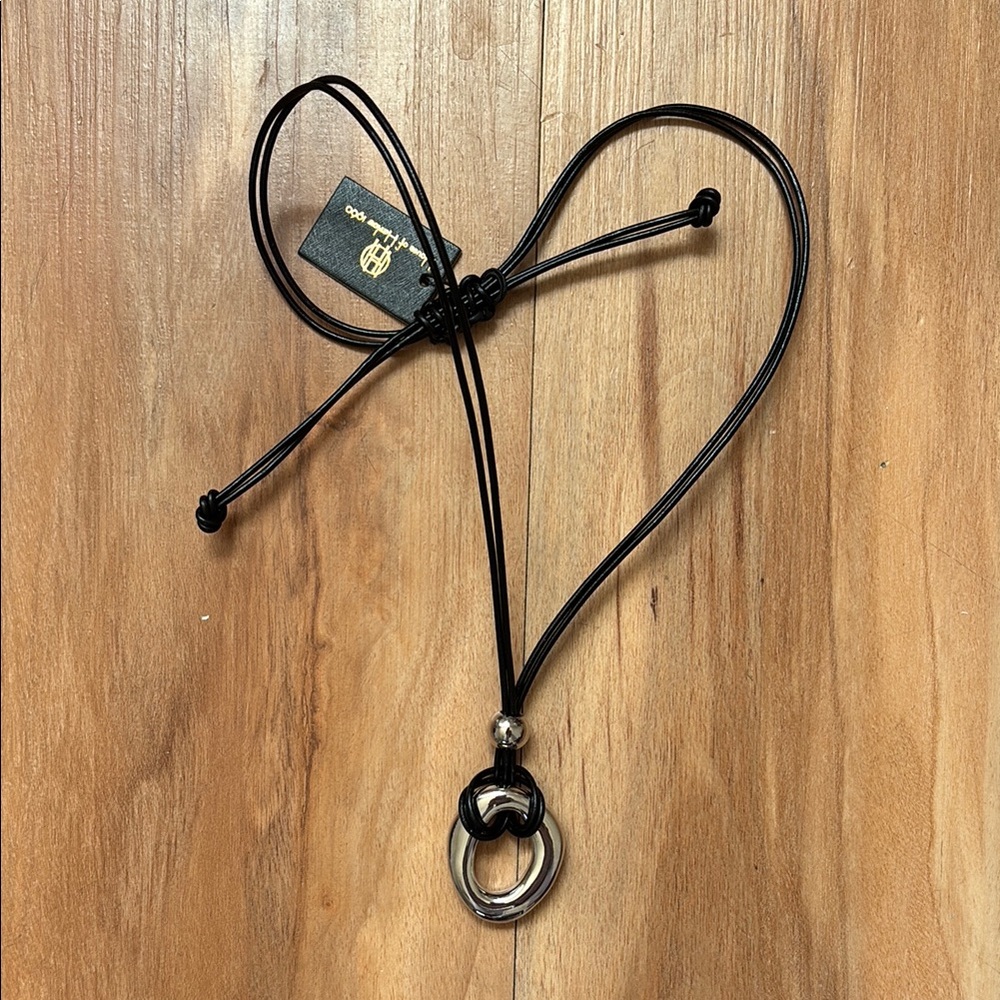 House of Harlow 1960 black silver cord necklace
